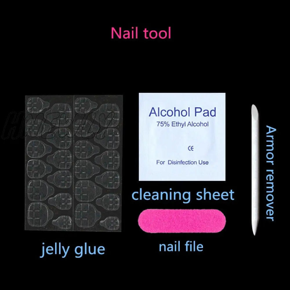 24Pcs/Box Fake Nails Press On Short Reusable With Designs Set French Artificial Pink Kawaii False