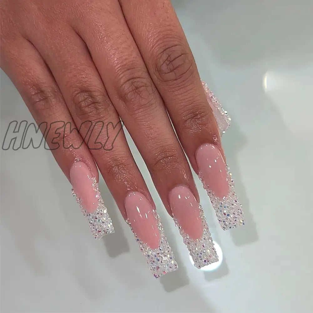 24Pcs Christmas Exclusive False Nails Wearable Long Xmas Style Fake Elk Snowflake Design Full Cover