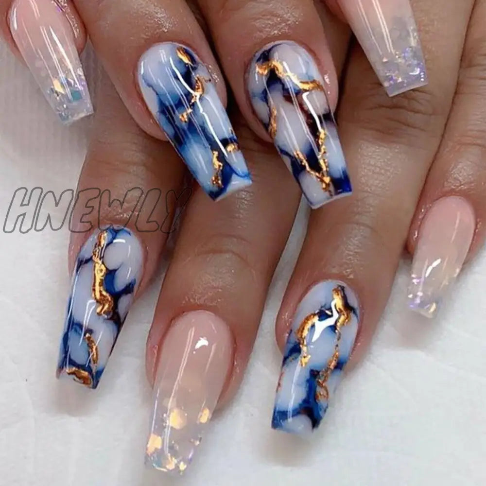 24Pcs Press On Nails Wearable Fake Pink Gradient Glitter Butterfly Rhinestones False Nail Full