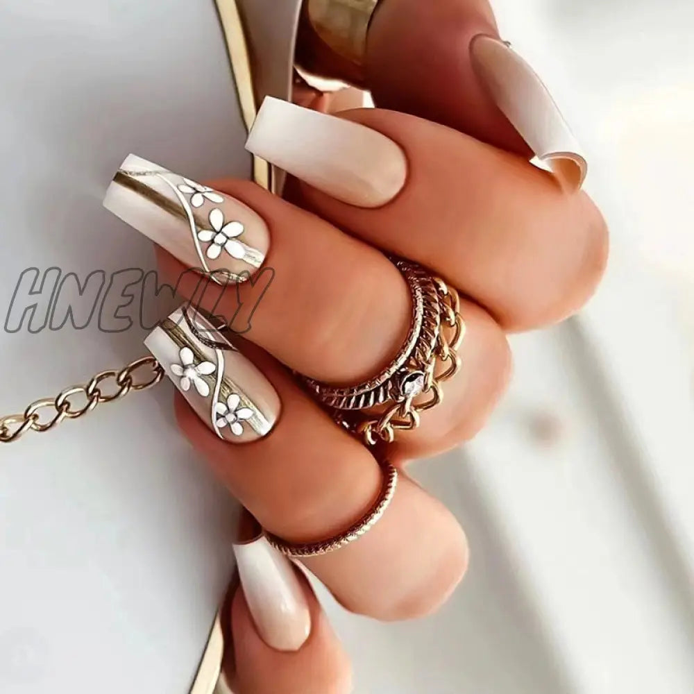 24Pcs Press On Nails Wearable Fake Pink Gradient Glitter Butterfly Rhinestones False Nail Full