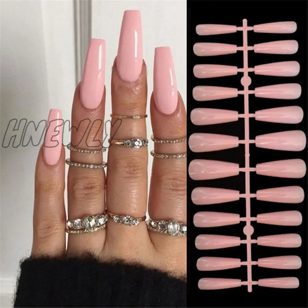 24Pcs Press On Nails Wearable Fake Pink Gradient Glitter Butterfly Rhinestones False Nail Full