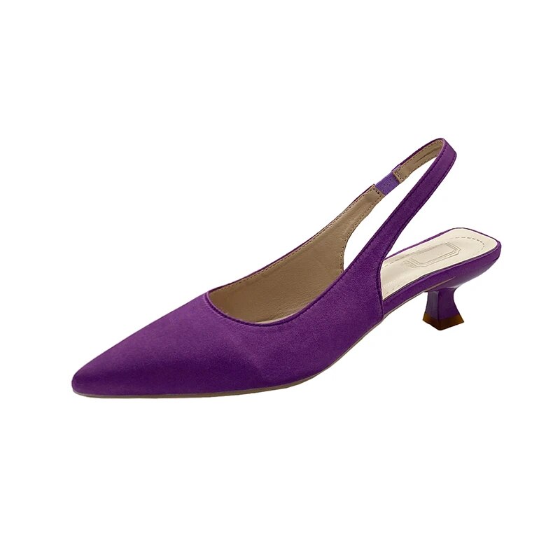 Hnewly Summer New Women Sandals Heel Ladies Shoes Pointed Toe Solid Female Women's Shoes Back Strap Slip on