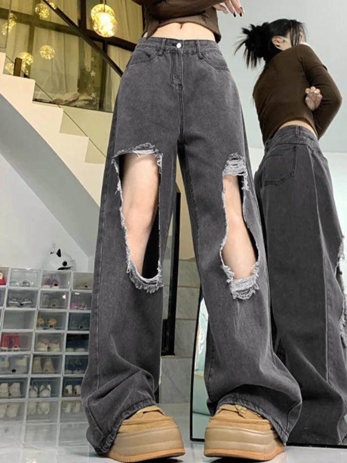 hnewly - Street Distressed Big Ripped Jeans hnewly