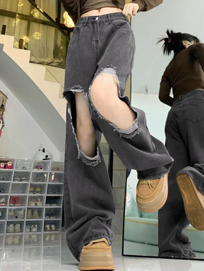hnewly - Street Distressed Big Ripped Jeans hnewly