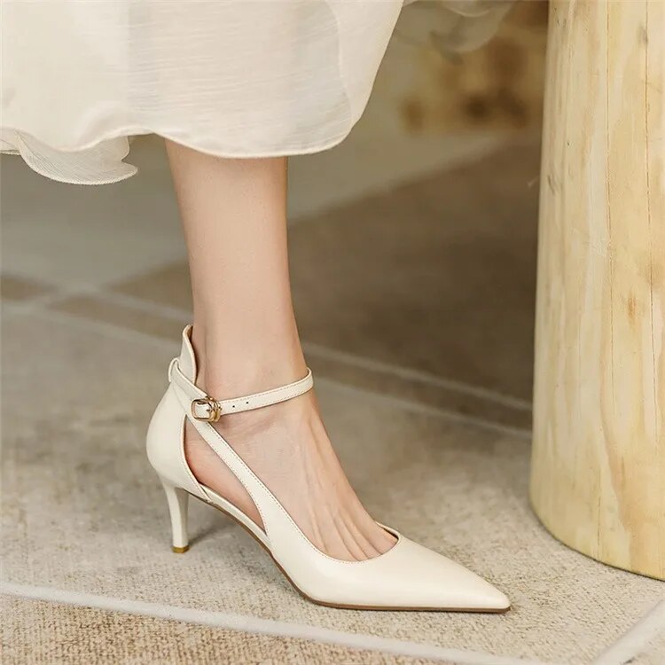 Hnewly Summer New Fashion French Fashion Ladies Pointed Toe Strap Stiletto Shoes Hollow Roman Toe Sandals Women Elegant Banquet Shoes