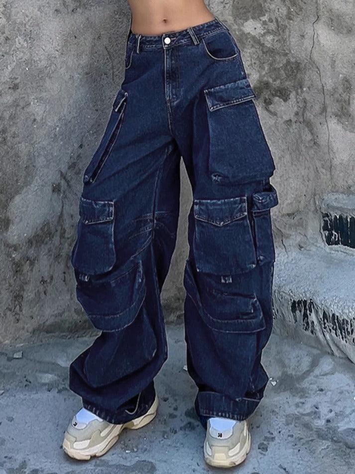Hnewly - Washed Multi Pocket Cargo Jeans ddbos-shop