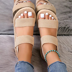 Hnewly New Minimalist Slingback Wedge Sandals Outdoor Summer Lightweight Slides Solid Color Thick Bottom Ladies Shoes Female Sandals