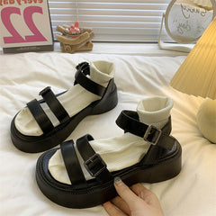 Hnewly Summer Causal Ladies Flat shoes woman Flat Platform Sandals Women Open Toe Gladiator wedges Women Shoes sandals