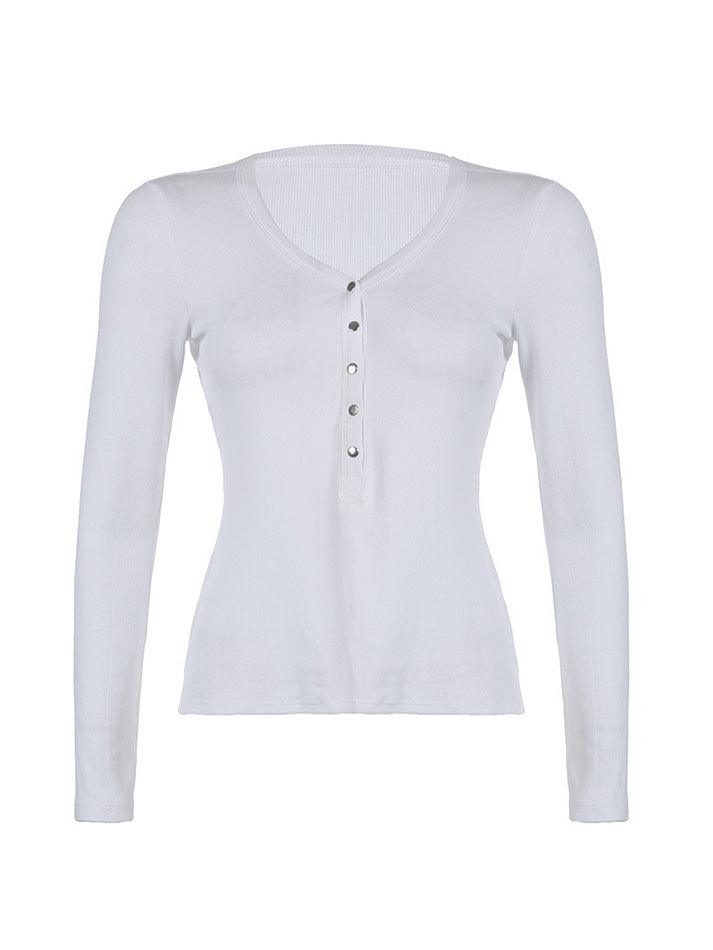 Hnewly Buttoned Relaxed Fit Casual Knit Top