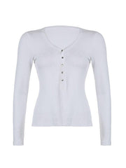 Hnewly Buttoned Relaxed Fit Casual Knit Top