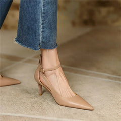 Hnewly Summer New Fashion French Fashion Ladies Pointed Toe Strap Stiletto Shoes Hollow Roman Toe Sandals Women Elegant Banquet Shoes