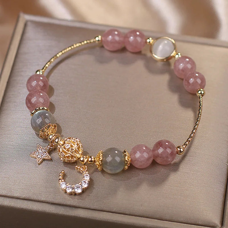 Hnewly Original Opal Sea Blue Treasure Moonlight Crystal Bracelet Light Luxury Elastic Bracelet For Girls Women Jewelry Accessories