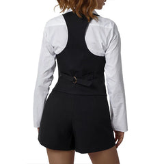 Hnewly Women Fashion V-Neck Sleeveless Button Down Fitted Racer Back Classic Vest Shirts Separate Waistcoat for Formal Wear