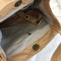 Hnewly  Washed Kraft Paper Shoulder Bag Fashion Retro Pleated Messenger Bags Women's Tote Portable Bucket Handbag