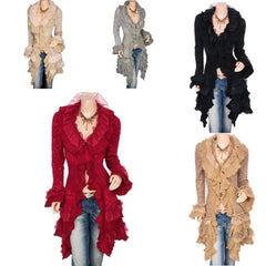 Hnewly Vintage Renaissance Coat Women Lace Jacket Victorian Steampunk Stand Collar Medieval Lace Up Dress Suit Countess Cardigan