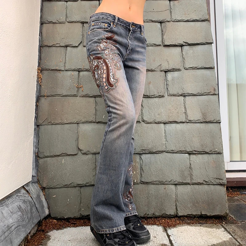 Hnewly Large Size Denim Trousers Women Trailing Straight Wide Leg Loose High Waisted Slim Lace Tassel Higher Pants