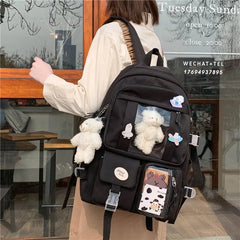 Hnewly  Japanese High School Girls Backpack School Bags For Teenage Girls Multi Pockets New Kawaii Backpack Women Harajuku Cute Mochila