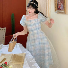 Hnewly DRESS TO IMPRESS Elegant Fairy Long Dress Women Sweet Mesh Designer Print Vintage Dress Summer Korean Chiffon Evening Party Dresses Wedding