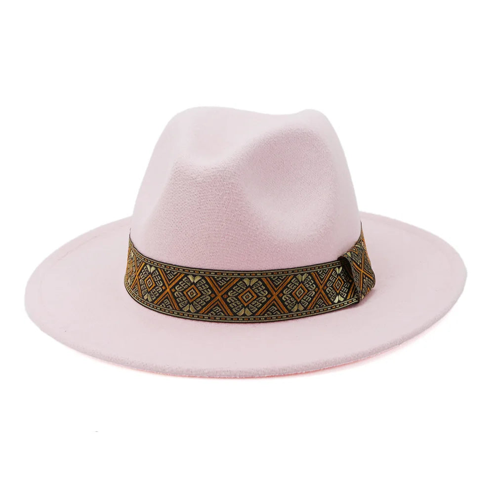 Hnewly  Unisex Winter Autumn Women Men Top Hat Wide Brim Panama Jazz Woolen Felt Fedora Hats Elegant Gentlemen Ladies Cowboy Sun Cap