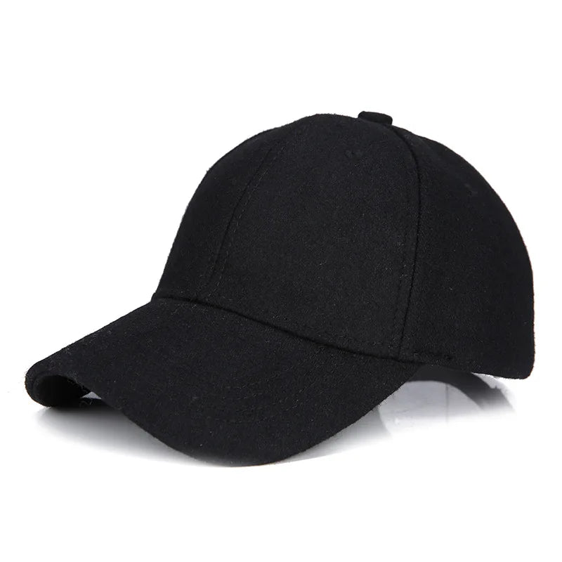 Hnewly  Autumn Winter Unisex Wool Felt Baseball Caps Solid Color Casquette Chapeau Trilby Trucker Hat for Men Women