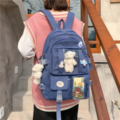Hnewly  Japanese High School Girls Backpack School Bags For Teenage Girls Multi Pockets New Kawaii Backpack Women Harajuku Cute Mochila