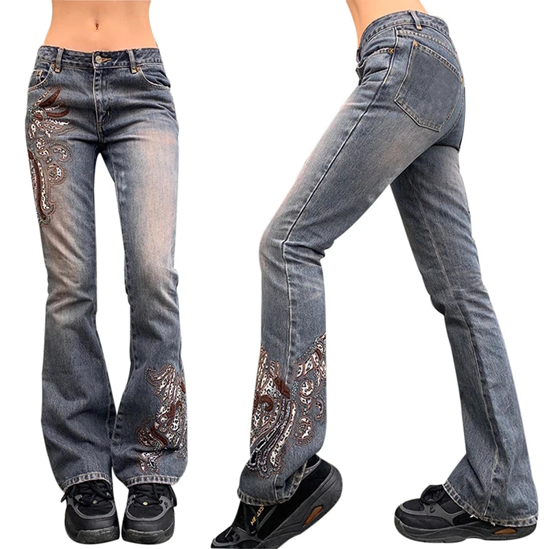 Hnewly Large Size Denim Trousers Women Trailing Straight Wide Leg Loose High Waisted Slim Lace Tassel Higher Pants