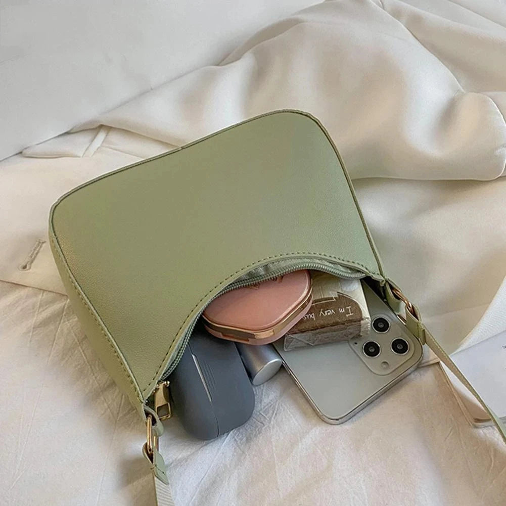 Hnewly New Women's Fashion Handbags Retro Solid Color PU Leather Shoulder Underarm Bag Casual Women Hobos Handbags