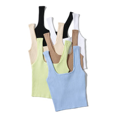 Hnewly  Summer crop tops cute sexy sleeveless top women vintage cropped tank tops women ribbed tops korean fashion black white