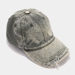 Hnewly  New Soft Top Washed Baseball Cap Breathable Adjustable Duckbill Hat Face Slimming Hole Design Sun Protection Cap