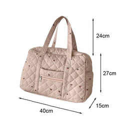 Hnewly  Portable Duffle Luggage Travel Bag Cherry Quilted Cotton Mommy Handbag Large Capacity Shoulder Bags For Women