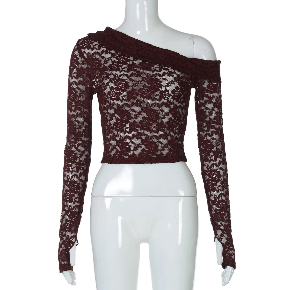 Hnewly  Spring New Lace T-shirt Top Female Sexy See Through Off-Sholder Pullovers Slim Versatile Fashion Women's T-shirts