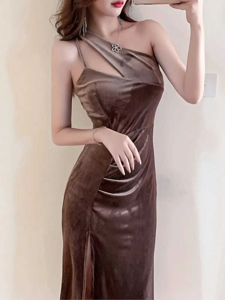 Hnewly club outfits Women Elegant Bodycon Midi Party Dress Sleeveless Slim Vintage Prom Black Vestidos Female Fashion Sexy Club Robe Clothes