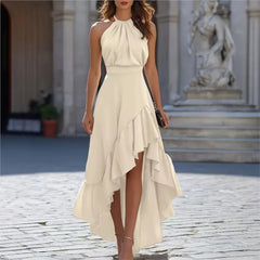 Lunivop  Womens Halter High Split Sleeveless Ruffle Formal Cocktail Party Floor Length Evening Long A-Line Mermaid Maxi Dress