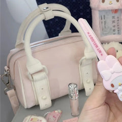 Hnewly  Sweet Pink Boston Bag Women Ladies Cute Minimalist Versatile Harajuku Shoulder Crossbody Bag Commuter Work Tote Purse