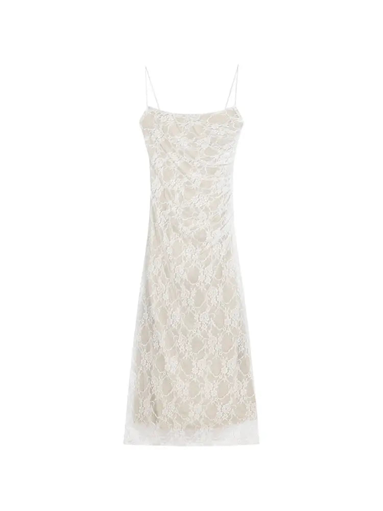 Hnewly  Woman Dress Backless Lace Patchwork Sleeveless Slash Neck Slim Sexy Temperament Party Dresses Female Elegant Chic