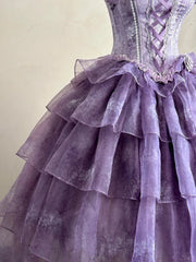 Hnewly  Original Purple Fairy Style Lolita Long Dresses Summer Princess Birthday Party Evening Dress Ball Gown Lady Sweet Elegngt Dress