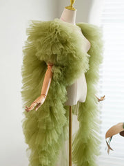 Hnewly  Green Evening Gown Shawl High-end Handmade DIY Accessories Host Annual Meeting Accessories Photography Big Tail Fairy