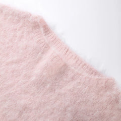 Hnewly  Chic Off-should Fuzzy Sweater Women Loose Solid Slash Neck Long Sleeves Warm Pullovers Female Spring Winter Casual Lady Top