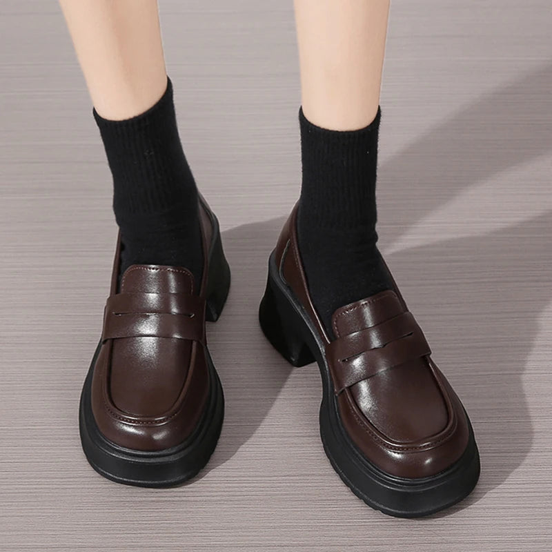 Hnewly Women's Loafers Spring British Style Slip On Platform Mary Jane Shoes Woman Japanese Jk Uniform Lolita Shoes Women