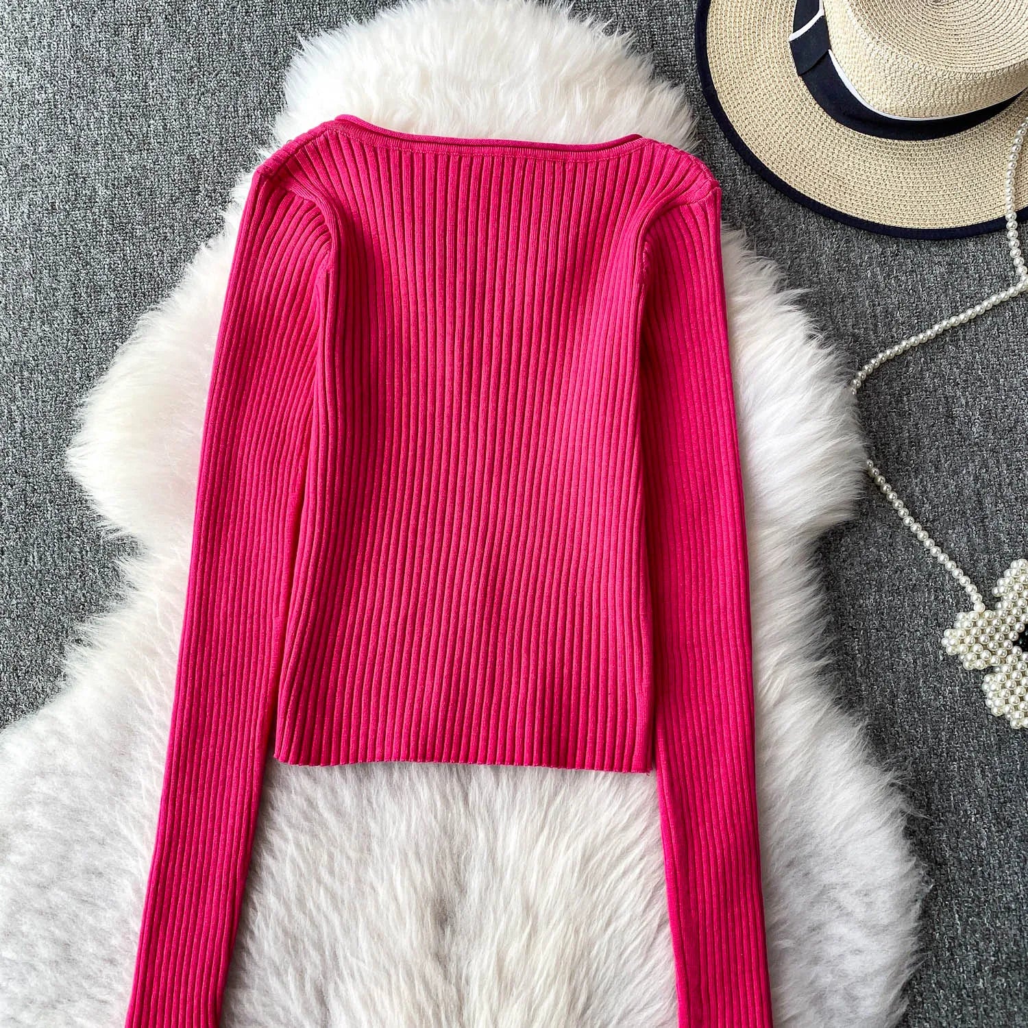Hnewly  Beading Knitted Striped Zippered Sweater Cardigan Women's Spring Autumn O-Neck Top New Loose Harajuku Long Sleeved Outwear