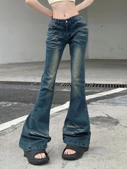 Vintage Flare Jeans Low Rise Women Sexy Fashion Washed Jean Pants cyber Y2K Grunge Fairycore Denim Trousers Korean