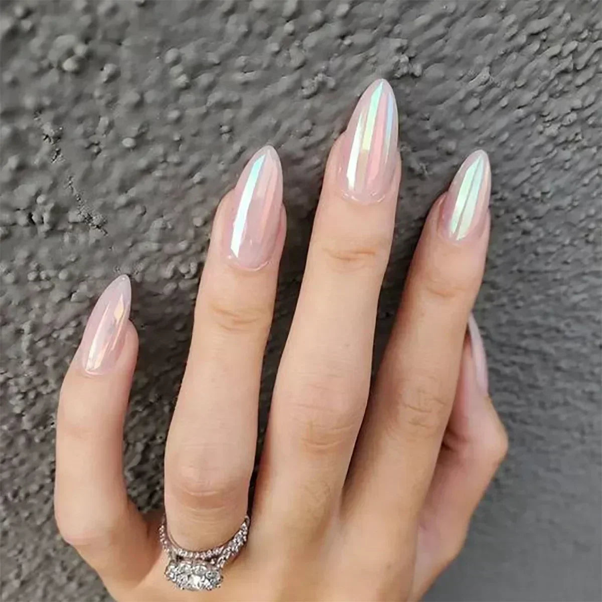 Hnewly 24pcs/Box Long Coffin False Nails Art Rose with Glue Wearable Nude Pink White Color Jelly Nails Tips Full Cover Press On Nails