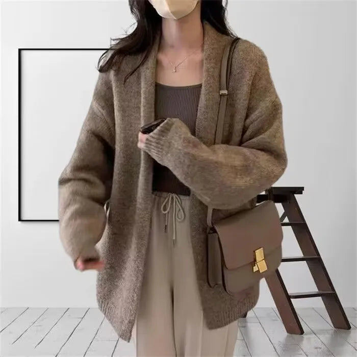 Hnewly  Oversized Open Front Knit Cardigan for Women Comfy Sweater Coat Female Open-front Duster Cardi Casual Chic Autumn Winter Outfit