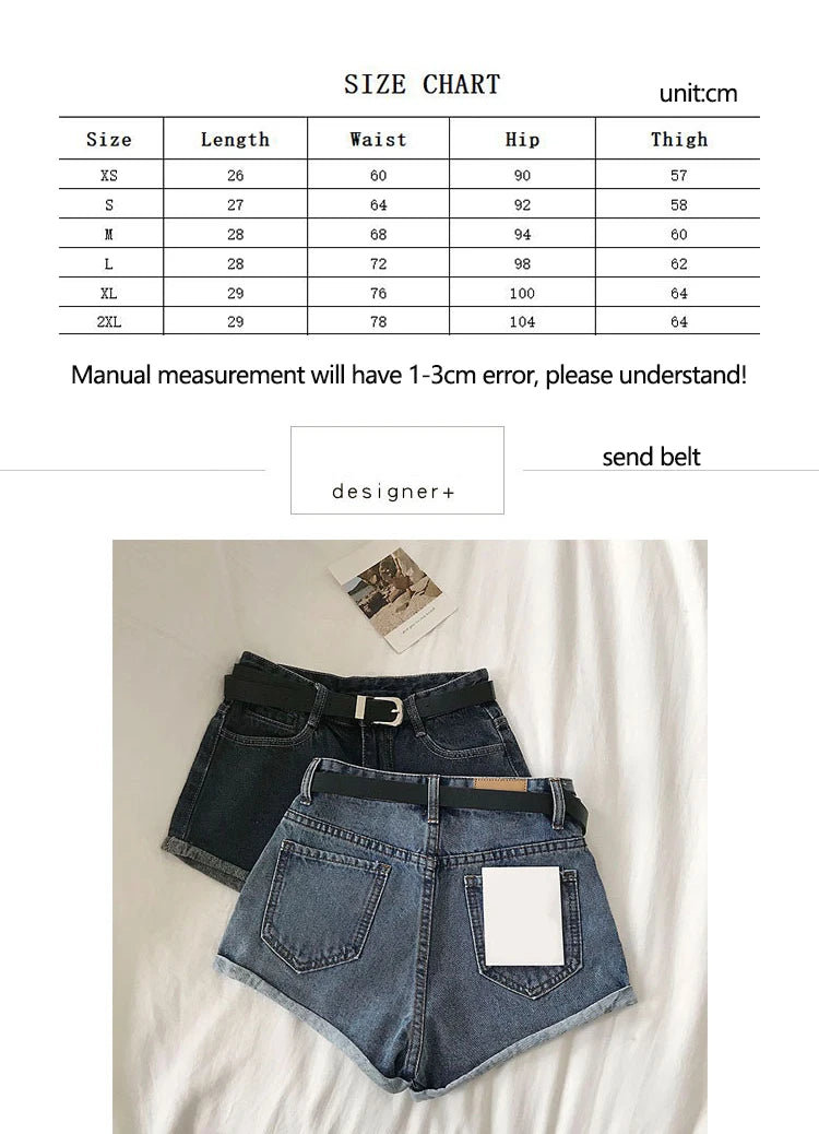 Hnewly  Versatile High Waisted Denim Shorts Summer 2025 New  Rolled Edges Loose Wide Leg Hot Pants Minimalist Women's Beach Pants