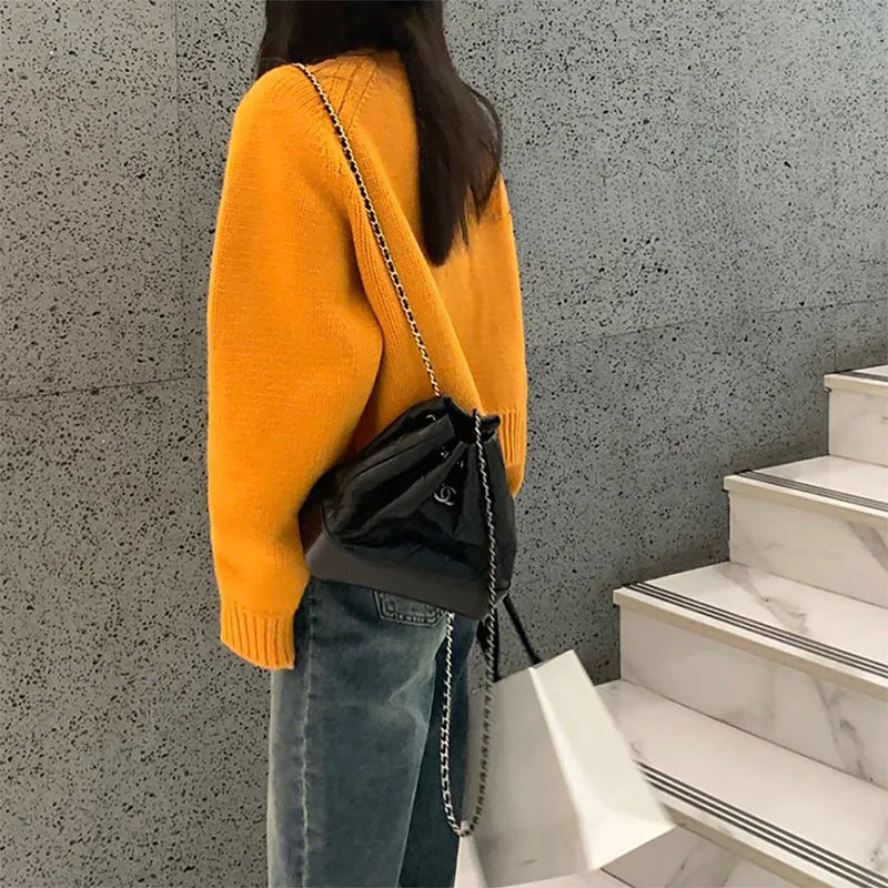 Hnewly Sweater y2k Clothes Women Soft Warm Solid Color Round Neck Zip Up Long Sleeve Knitted Tops 2000s Clothing Streetwear