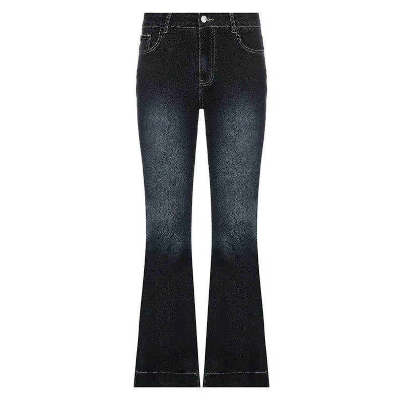 Hnewly  New Flare Jeans Women's Low Waist Trousers Vintage Aesthetic Denim Pants Streetwear Mom Casual Korean Fashion Y2k Jeans