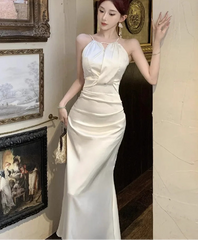 Hnewly  Dresses Women Sleeveless Sexy Elegant Off Shoulder Slim Backless Temperament Mermaid Dress Party Female Fashion Summer