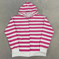 Hnewly  2000s Punk Hip Hop Rock High Street Men Hooded Stripes Pattern Print Fashion Versatile Casual Autumn Winter Coat emo Sweatshirts