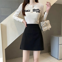 Hnewly DRESS TO IMPRESS Summer Mini Skirts Women Faldas A-line Solid Hot Soft Simple Stylish High Waist Office Ladies All-match Retro Trendy Minimalist