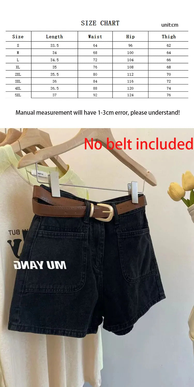 Hnewly  Retro Denim Shorts for Women's Summer New High Waisted Loose Wide leg Short Pants Fashion A-line Hotpants Oversized S-5XL